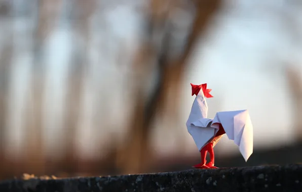 Paper, origami, cock