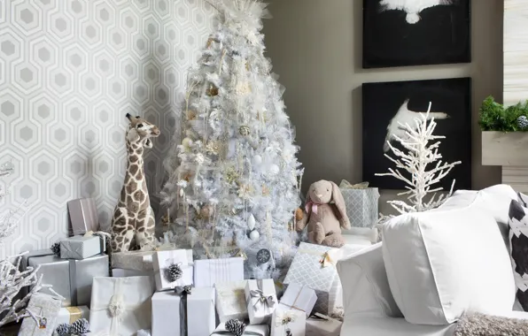 Holiday, gift, toy, tree, new year, giraffe, decor
