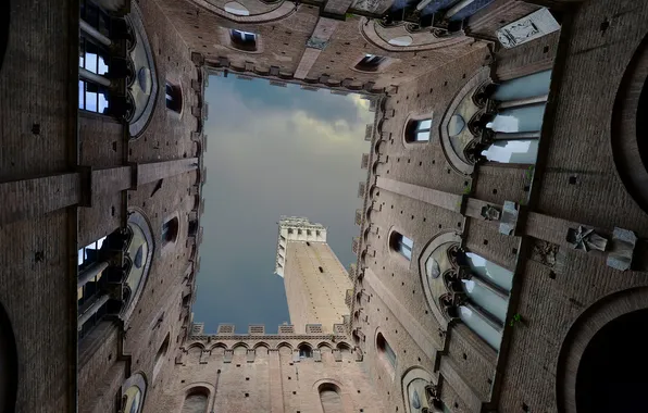 The sky, tower, Italy, Siena