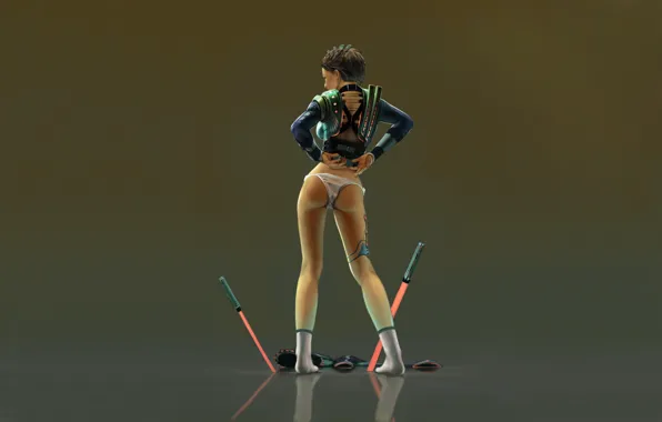 Girl, costume, lightsabers