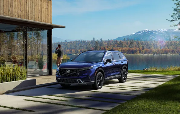 Mountains, Lake, Honda, Car, Male, 2023, Hybrid SUV, Hybrid SUV