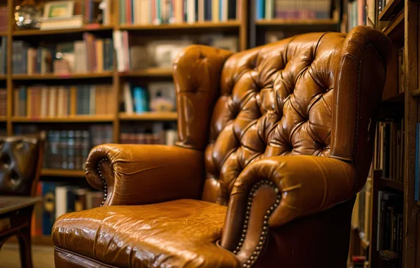 Comfort, house, room, furniture, books, interior, chair, library