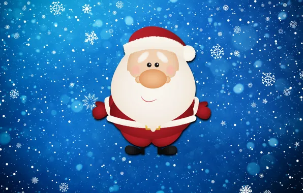 Minimalism, Snow, Christmas, Costume, Snowflakes, Background, New year, Santa