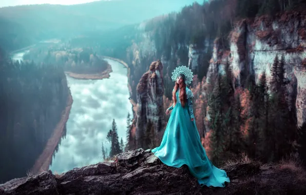 Forest, landscape, rocks, photographer, Princess, Ural, Russian beauty, Princess