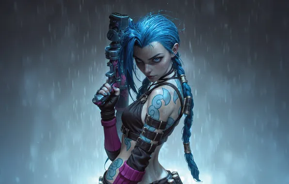 Girl, LoL, League Of Legends, Jinx, AI Art, AI Generated