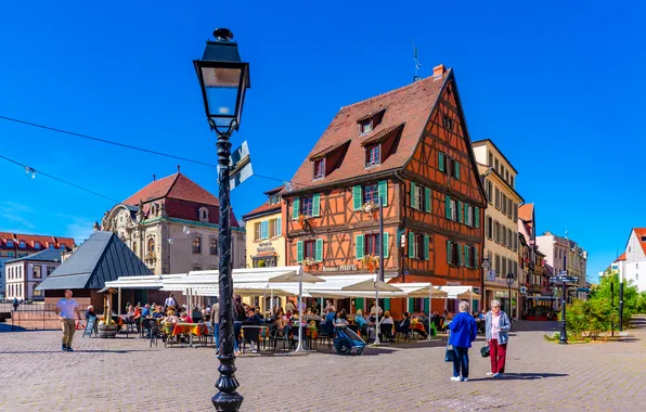 France, building, cafe, Colmar