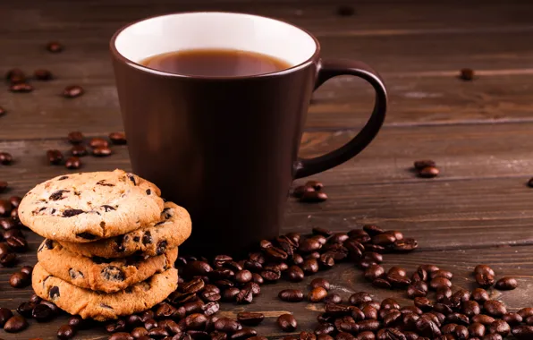 Coffee, cookies, drink, coffee beans
