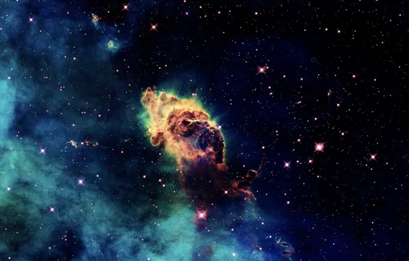 Space, nebula, glow, stars, cloud