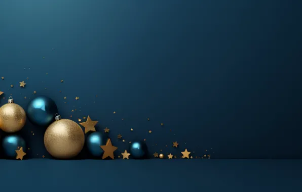 Balls, the dark background, Christmas, New year, blue background, Christmas decorations, Christmas decorations, AI art