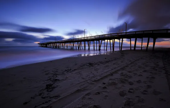 Sea, the sky, clouds, shore, the evening, tide, pierce