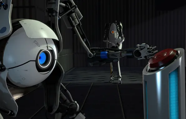 Picture robot, button, Portal 2, clicks
