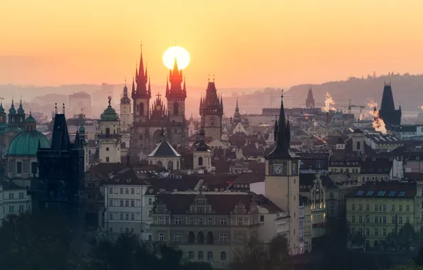 Picture the sun, home, Prague, Czech Republic, panorama