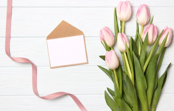 Flowers, tulips, pink, flowers, tulips, with love, card