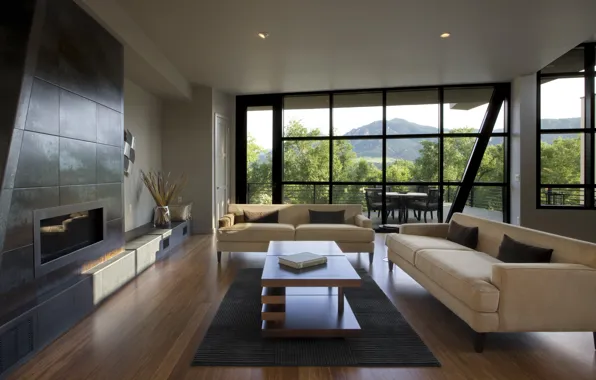 Design, style, room, interior, fireplace, terrace
