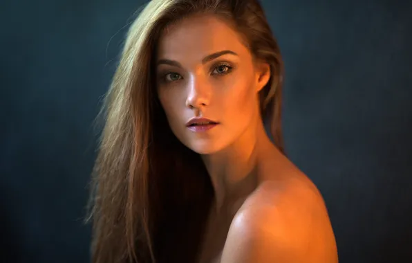 Look, girl, portrait, makeup, brown hair, shoulders, Natalia Arantseva