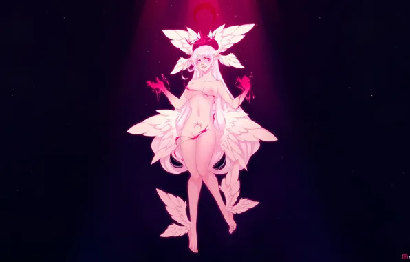 Girl, Minimalism, Figure, Feathers, Style, Body, Girl, Wings