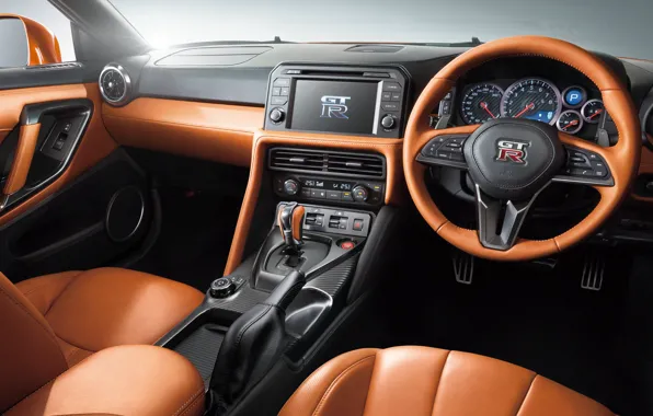 Panel, interior, the wheel, Nissan, GT-R, salon, Nissan, R35