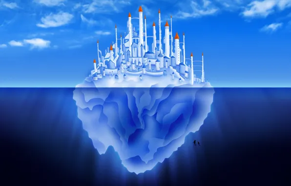 Blue, the city, vector, iceberg