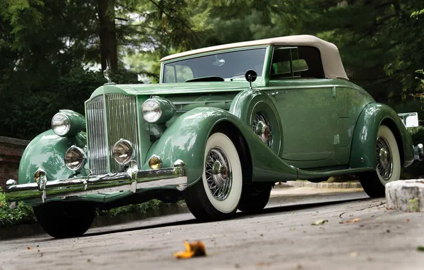 Trees, retro, Park, coupe, Roadster, green, Roadster, Coupe