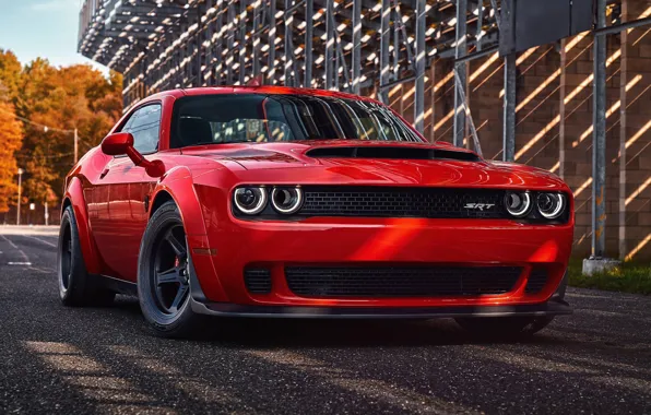 Car, Dodge, red, Dodge Challenger, Dodge Challenger SRT, Fiat Chrysler Automobiles, Dodge Challenger SRT Demon
