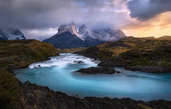 Mountains, lake, Andes
