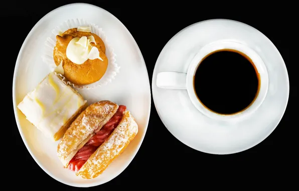 Coffee, Cup, sandwich, cakes, sweet