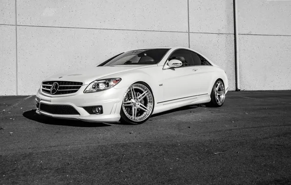 Picture Mercedes, white, V12, CL600, frontside