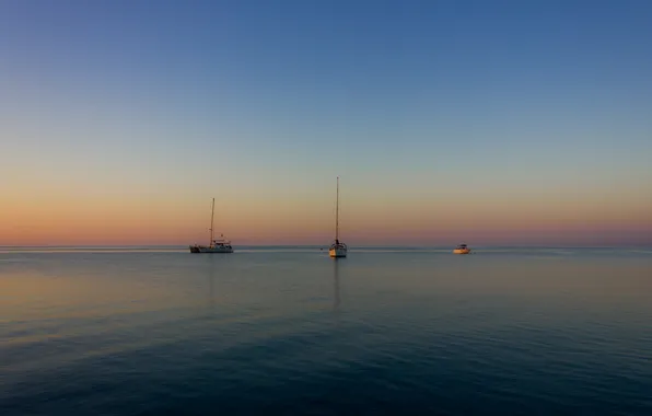 Sea, the sky, boat, yacht, horizon