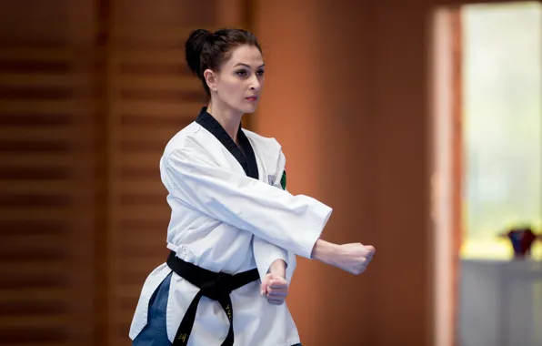 Girl, pose, style, fists