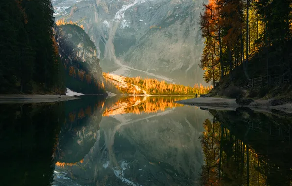Mountains, reflection, river