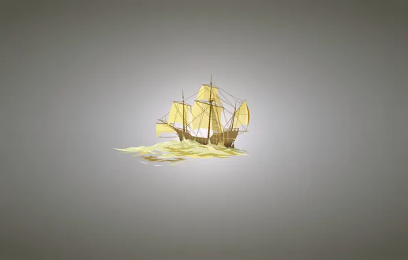 Picture ship, sailboat, minimalism, light background