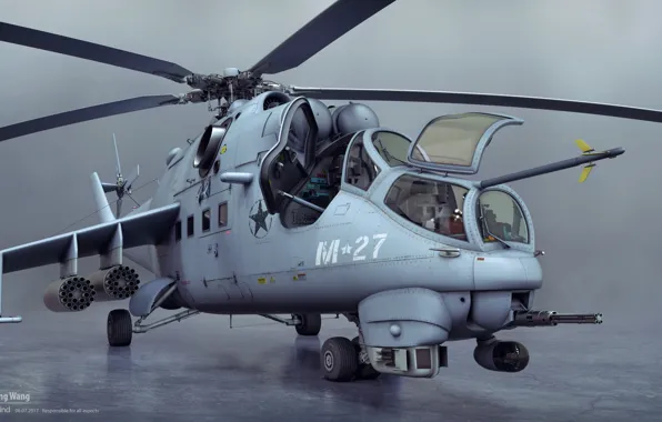 Picture helicopter, front view, Mil mi24