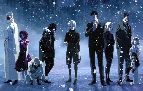 Picture snow, Tokyo Ghoul, Ken Kanek, Tokyo Ghoul, Access Aya Gusto, Tatara, Suzuya Juuzou, Yukinori Shinohara