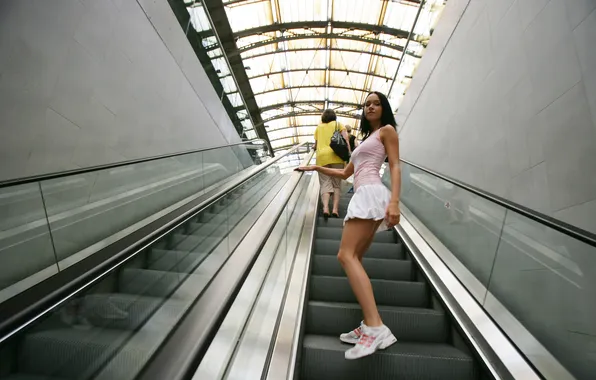 Girl, metro, skirt