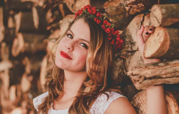 Girl, smile, makeup, lipstick