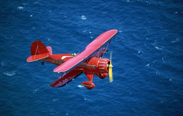 Picture Red, Sea, Biplane