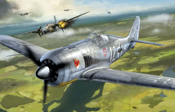 Germany, Air force, Focke-Wulf 190, Shrike, Fw. 190, Piston aircraft, Fw. 190A-3