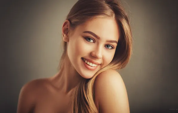 Picture look, girl, face, smile, background, sweetheart, portrait, shoulders