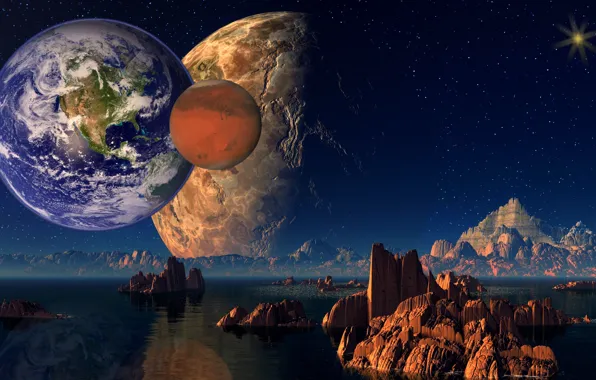 Space, stars, planet