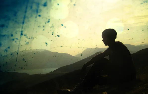 Mountains, people, shabby photo