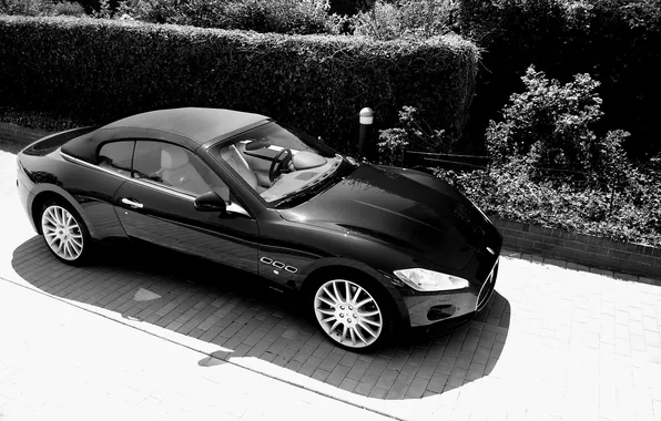 Shadow, black and white, maserati granturismo