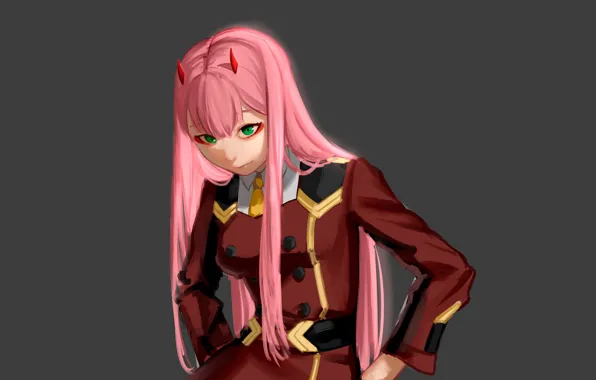 Girl, background, horns, pink hair, 002, Darling In The Frankxx, Cute in France
