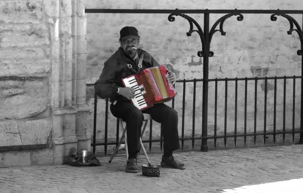 Picture street, musician, Acordeon