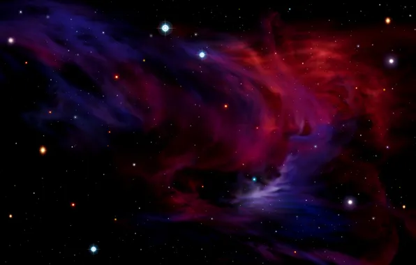 Picture nebula, red, blue