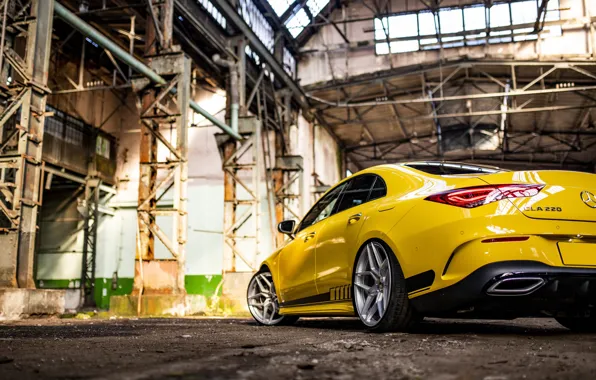 Mercedes, Yellow, Mercedes - Benz, CLA, Hangar, Rear, Black Line, JR Wheels