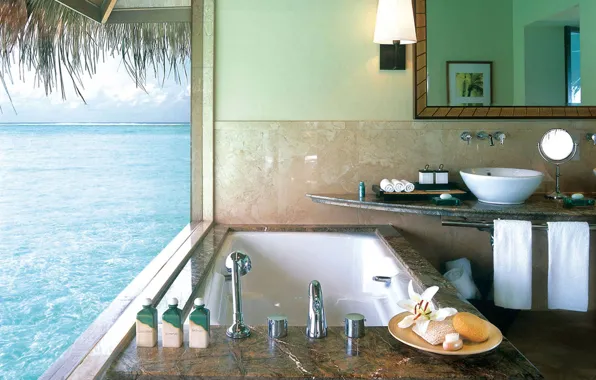Design, style, interior, bathroom, the hotel, Bungalow, bath in water bungalow