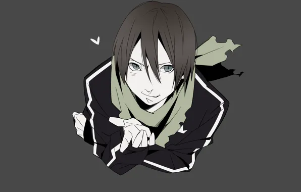 Anime, art, guy, grey background, A Homeless God, Noragami, Yato