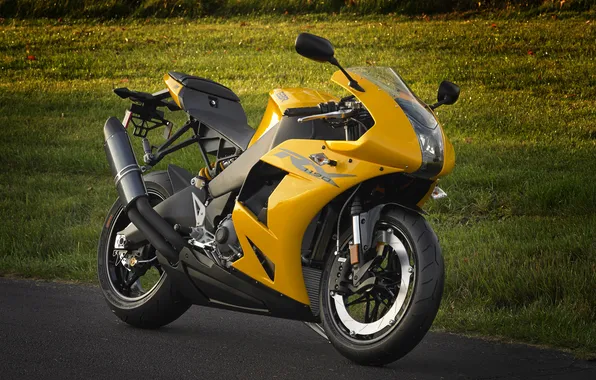 Yellow, motorcycle, Supersport, front view, bike, yellow, EBR, 1198rx