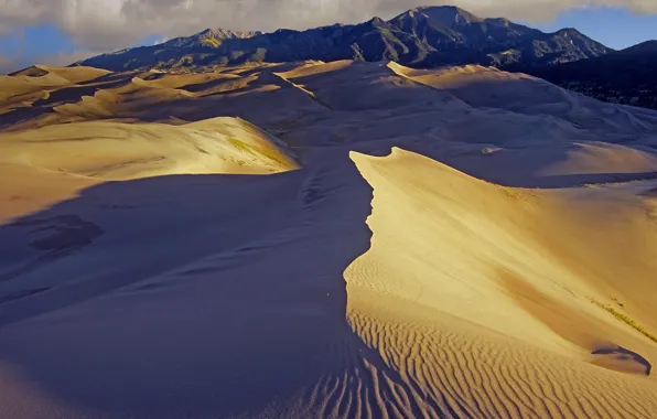 Mountains, desert, dunes, Colorado, USA, Great Sand Dunes National Park and Preserve