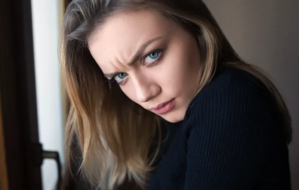 Girl, photographer, blue eyes, model, mood, face, feeling, anger